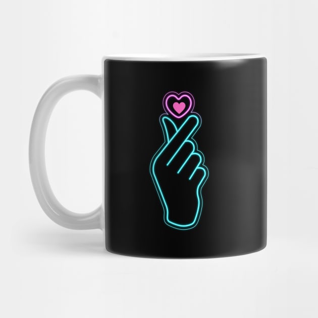 Korean finger heart neon by Salizza